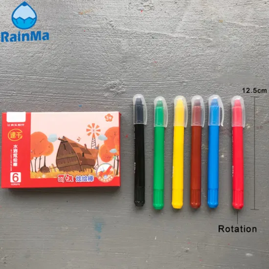 Gel lavável sedoso Wex Crayon 6 cores crianças pintam giz de cera com secagem rápida