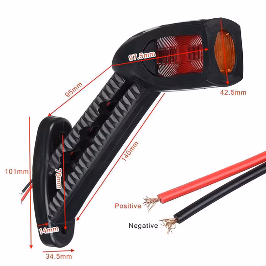 Emark marcador lateral à prova d'água, braço de iluminação, indicador de borracha, lâmpadas led, contorno lateral, iluminação de folga